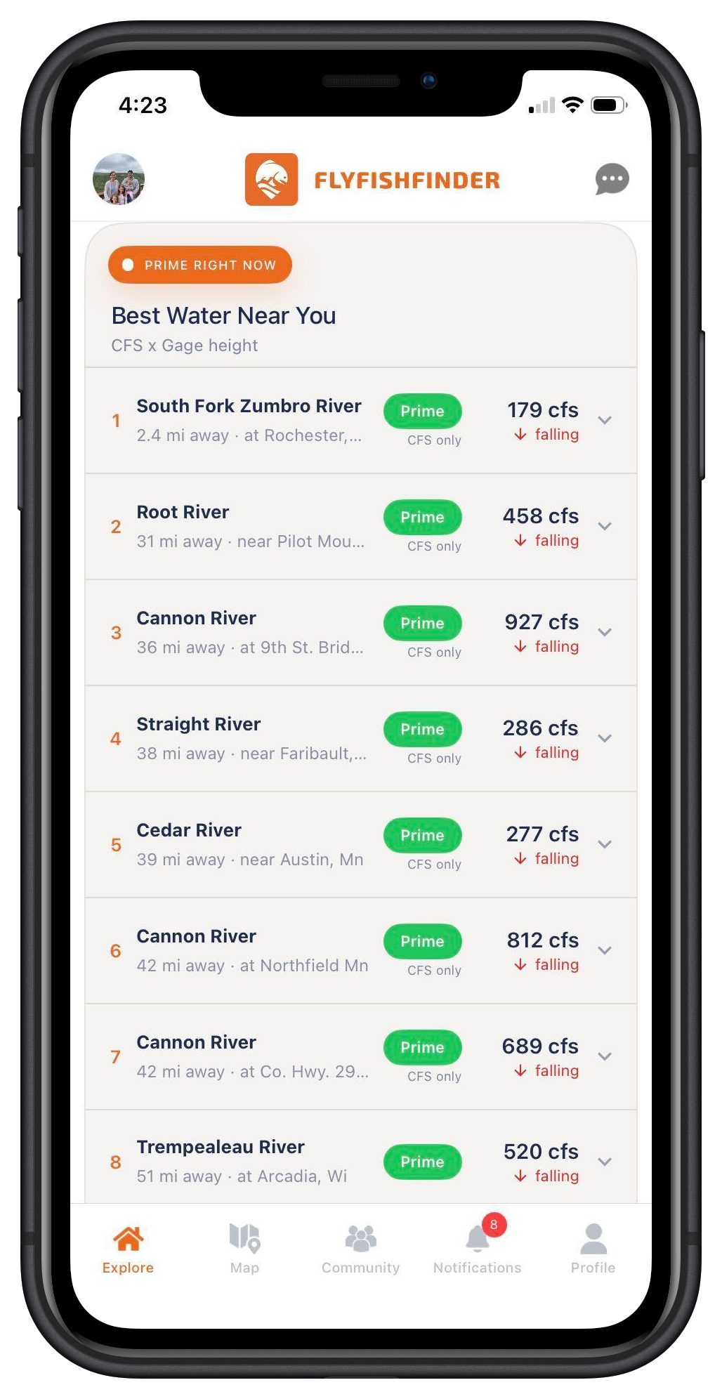 FlyFishFinder smart river filters