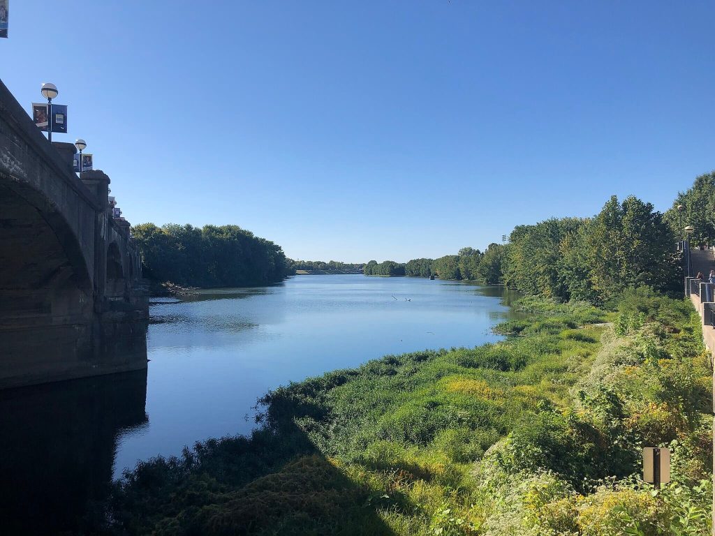 Image of the White River in Indiana blue sky summer day